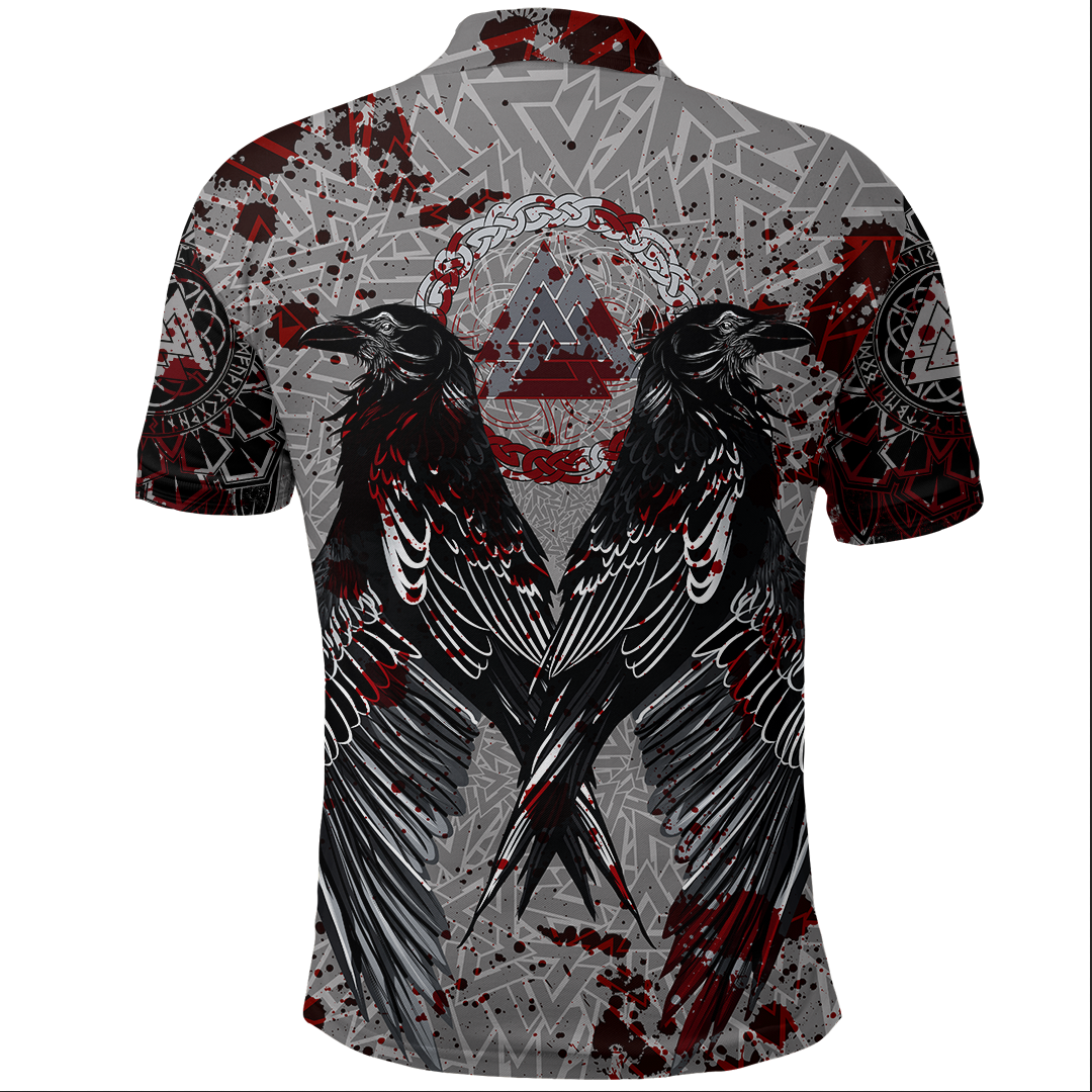 Viking Raven With Valknut Polo Shirt Style Blood RLT12