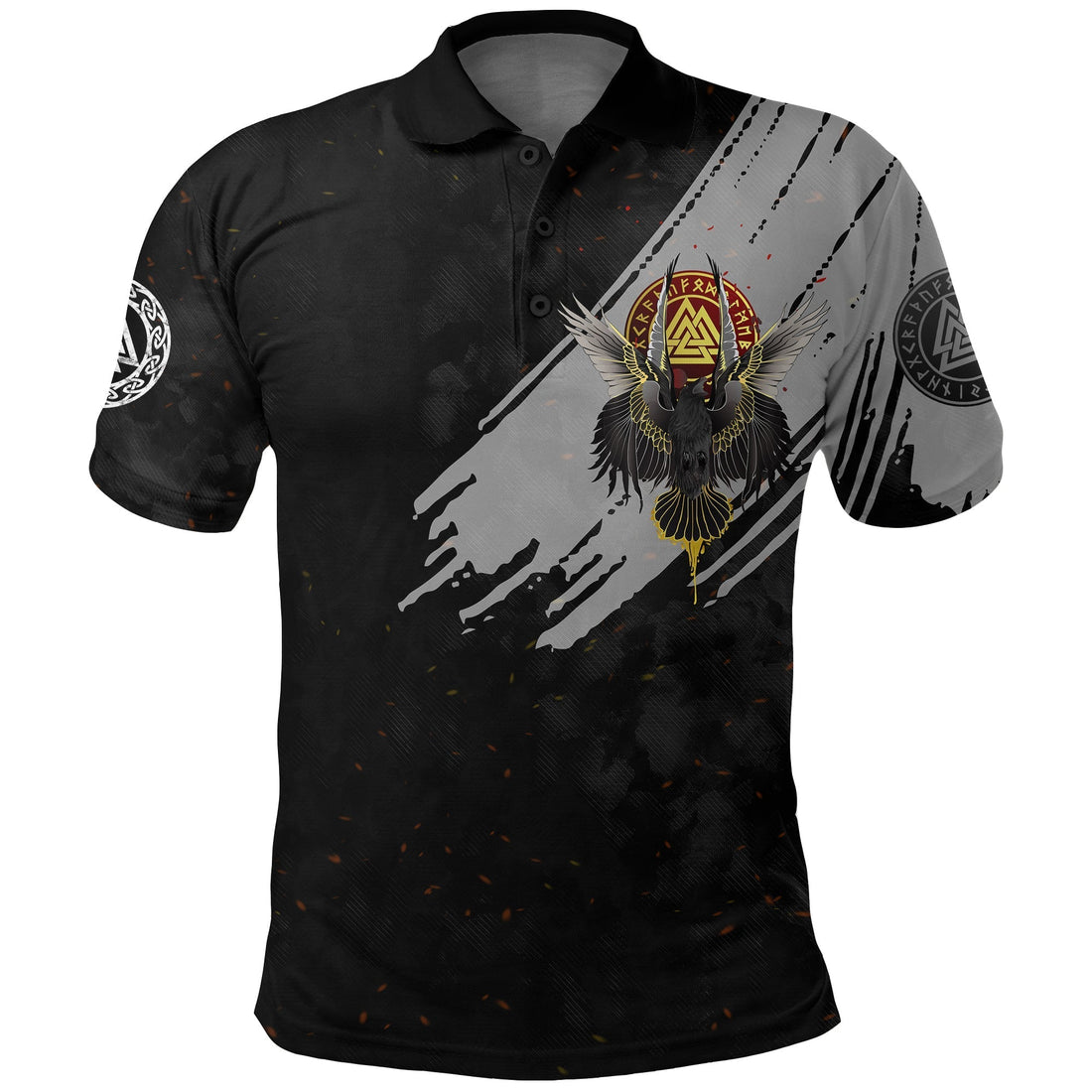 Viking Polo Shirt Viking Wolf Fenrir Moon and Raven RLT12