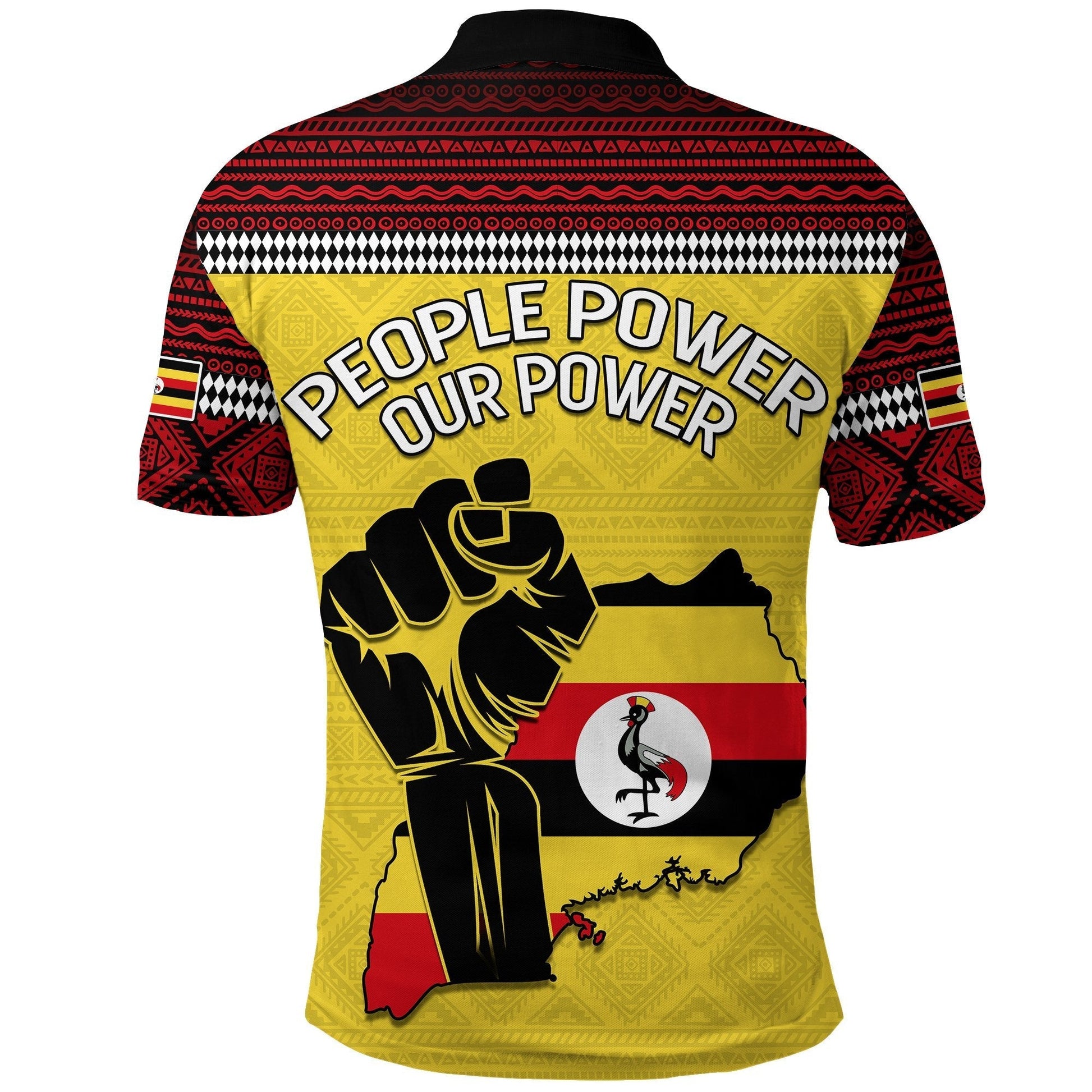 Uganda Polo Shirt African Pattern People Power Our Power LT13