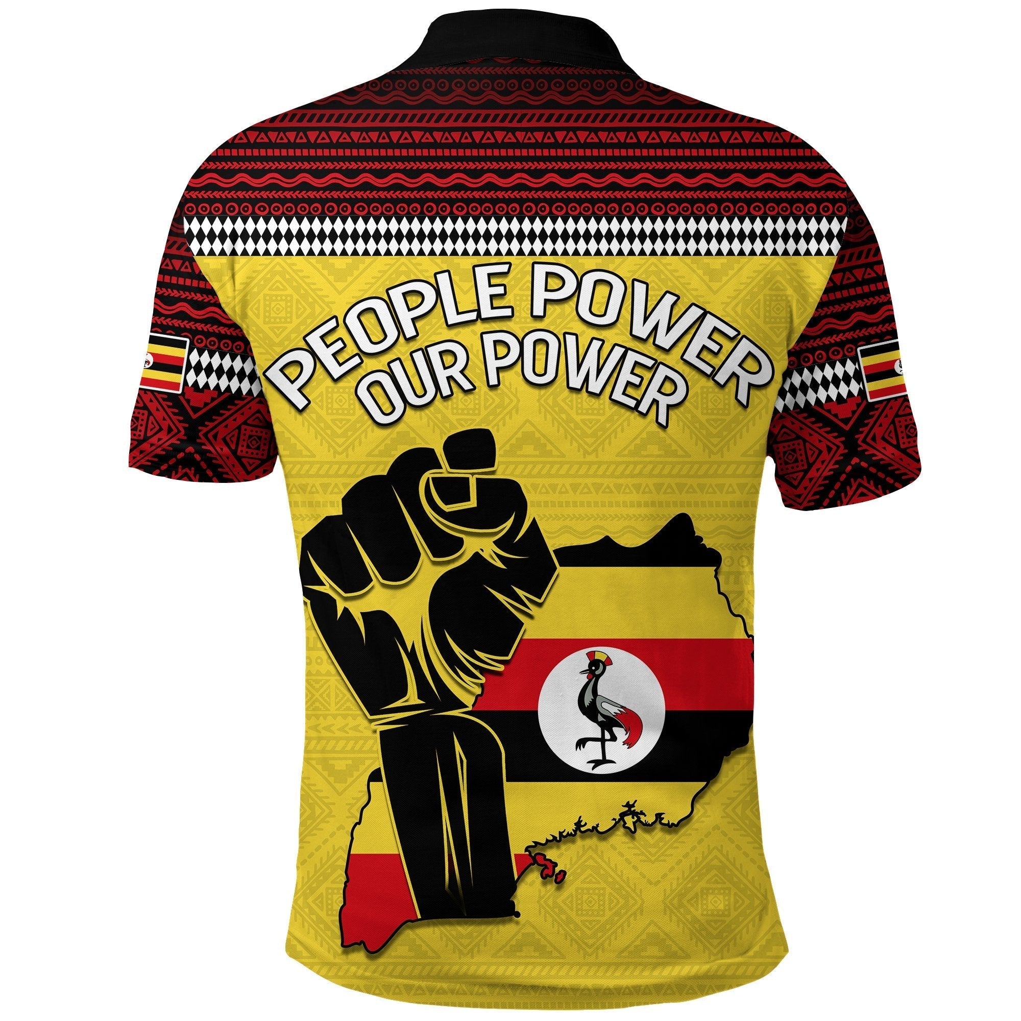 Uganda Polo Shirt African Pattern People Power Our Power LT13