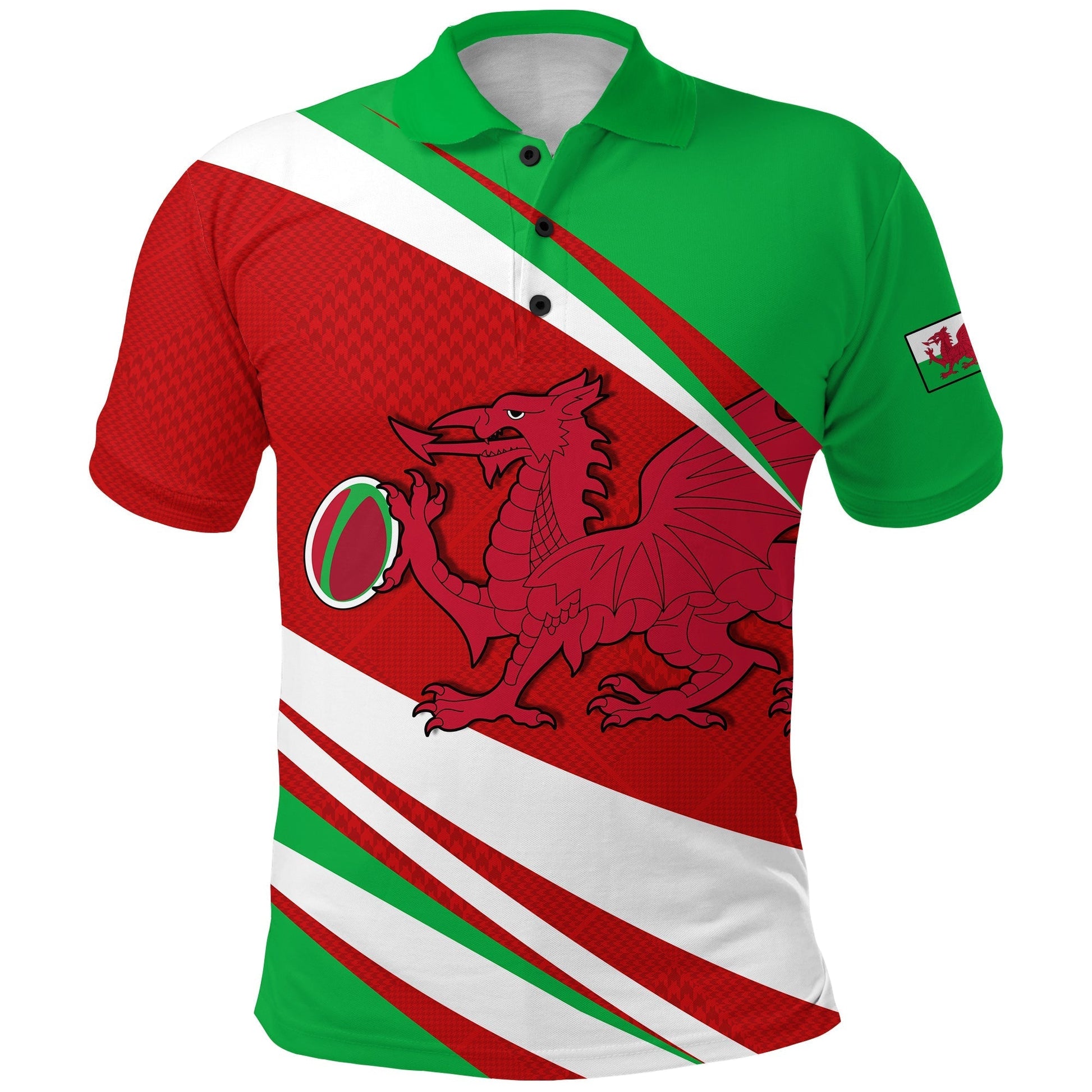 Custom Wales Rugby 2021 Polo Shirt Mix Pattern Six Nations LT13