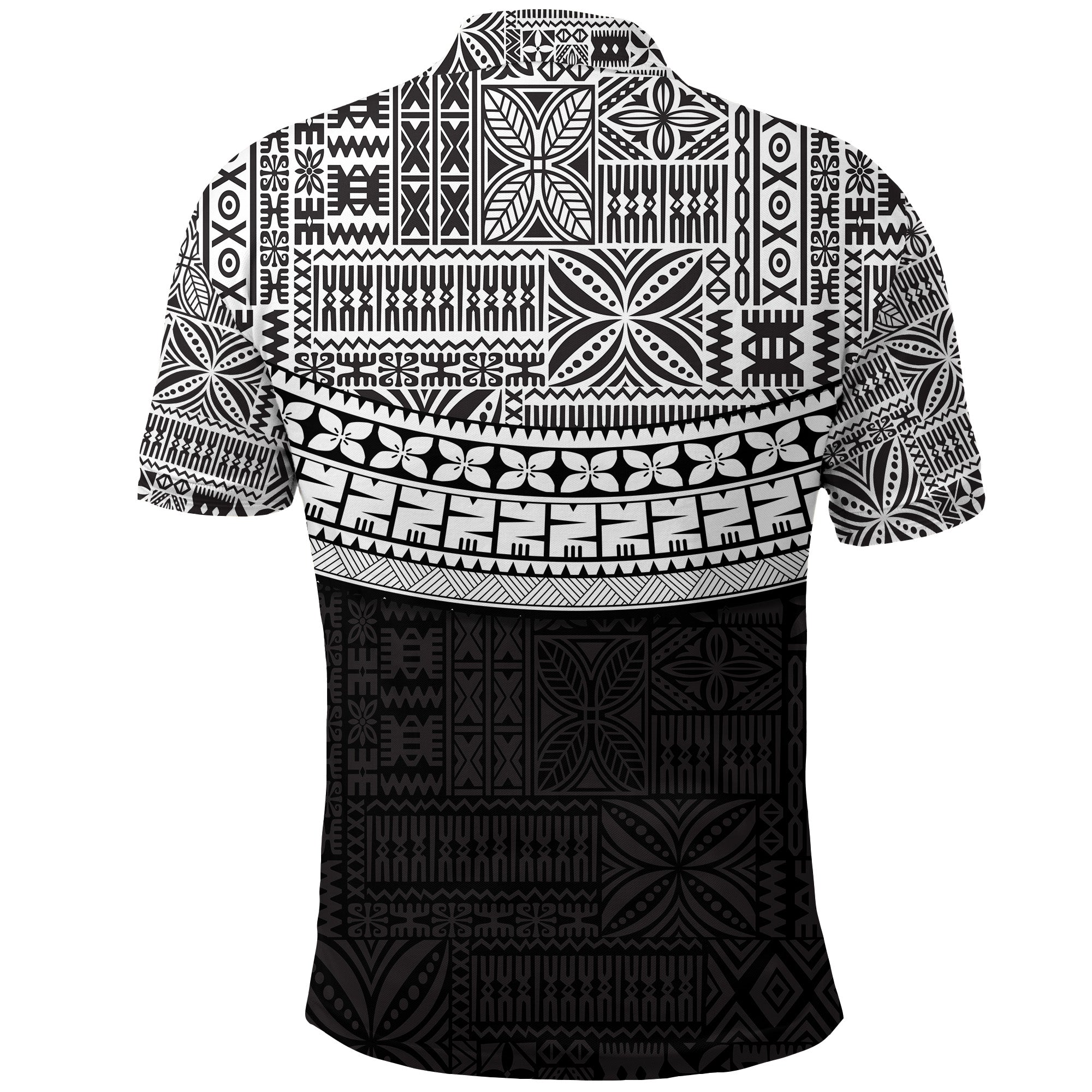Fiji Tribal Black Polo Shirt Polynesian Chest White Style LT9