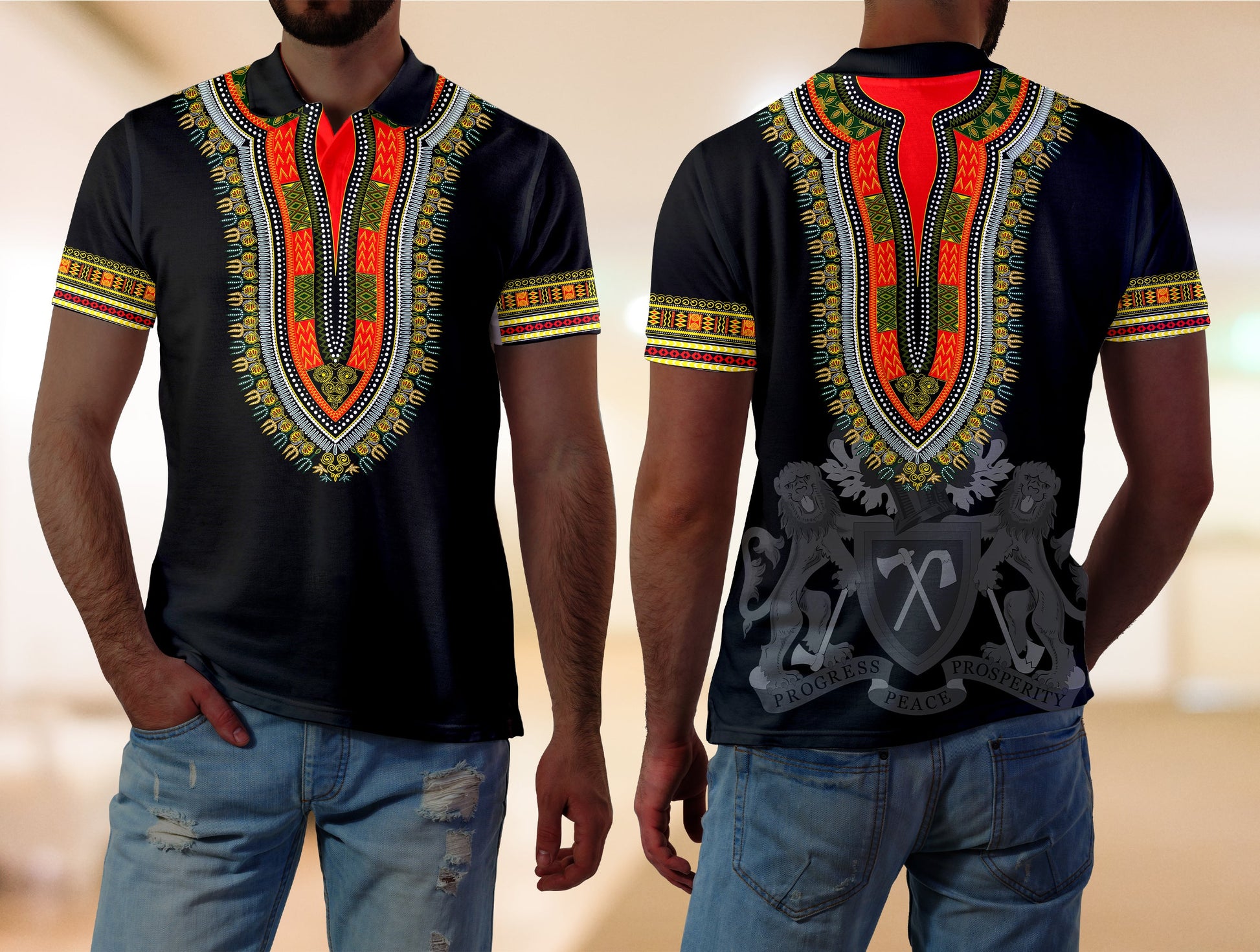 Gambia Happy Independence Day Dashiki Polo Shirt LT2