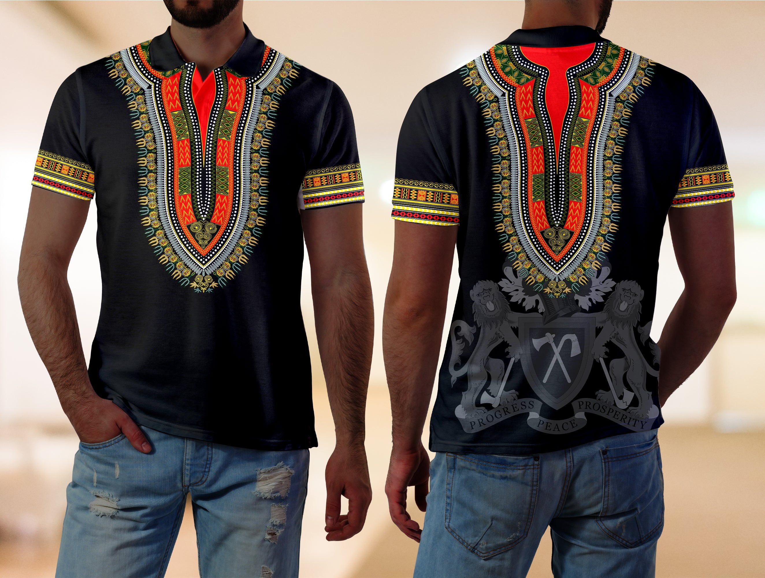 Gambia Happy Independence Day Dashiki Polo Shirt LT2