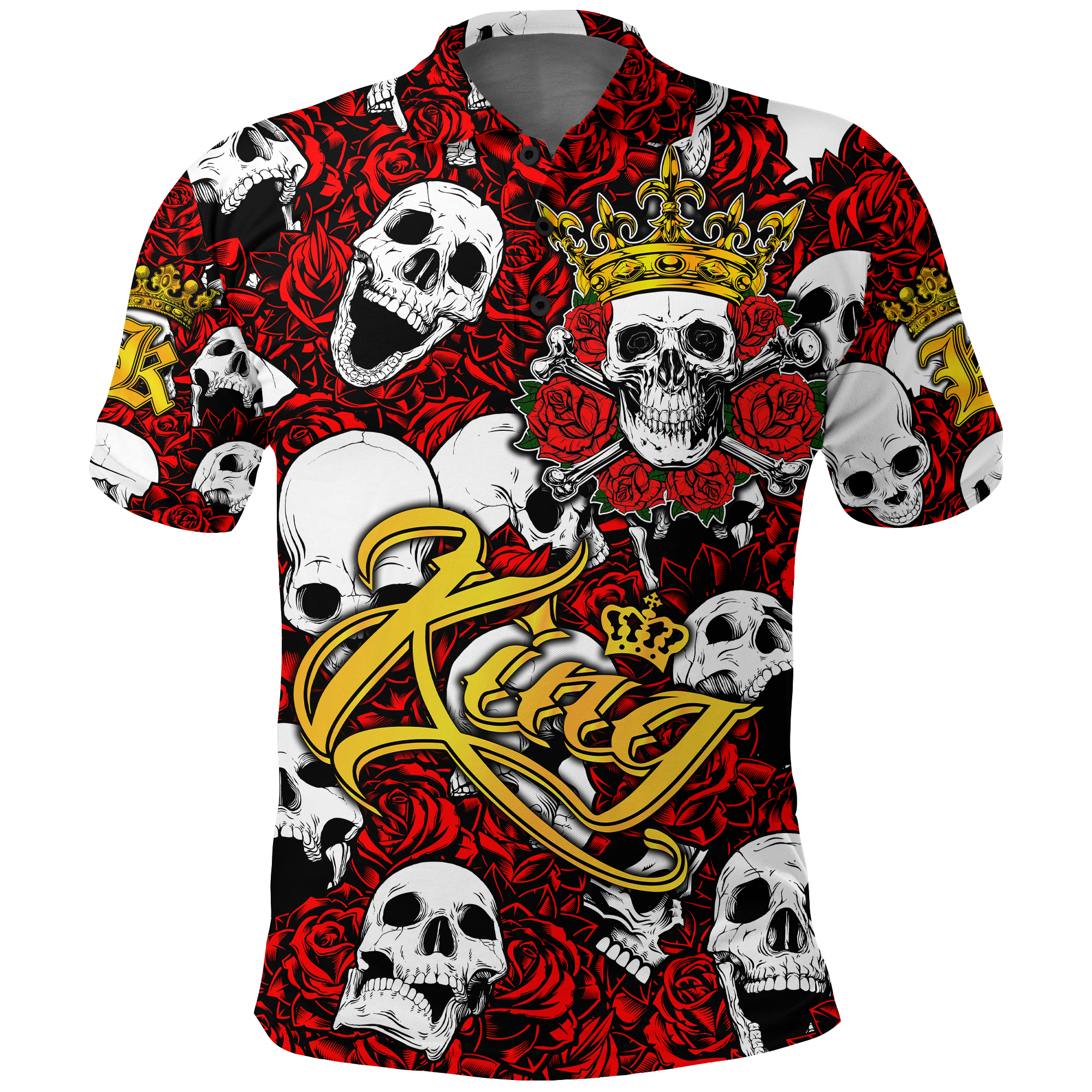 Skull Rose King Death Cannot Divide Us Polo Shirt LT2