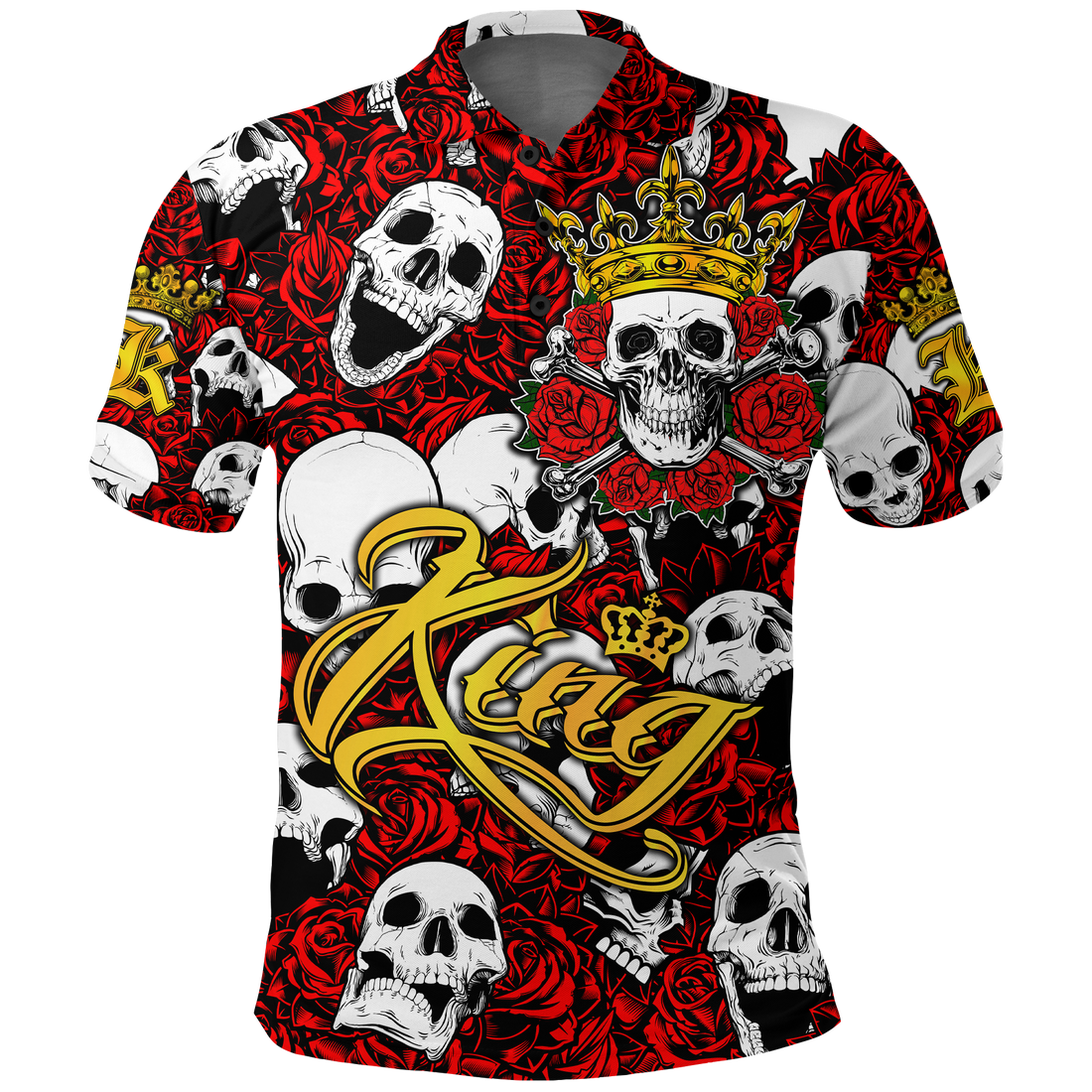 Skull Rose King Death Cannot Divide Us Polo Shirt LT2