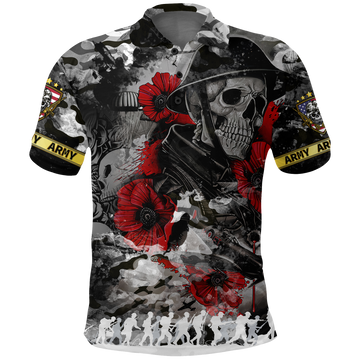 Skull Camo U.S Army Undying Love For The Motherland Polo Shirt LT2
