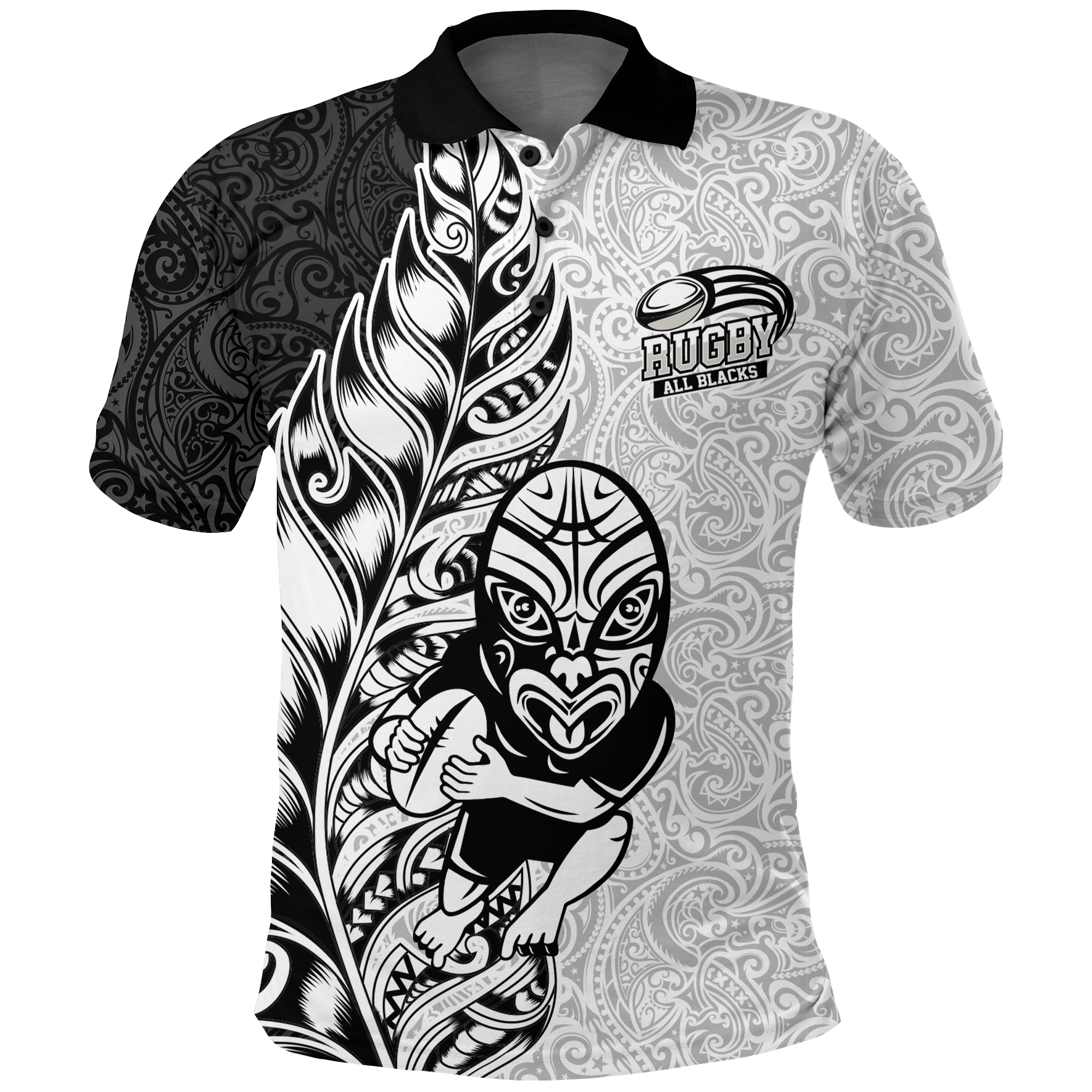 Custom New Zealand Maori All Black Rugby Polo Shirt LT2