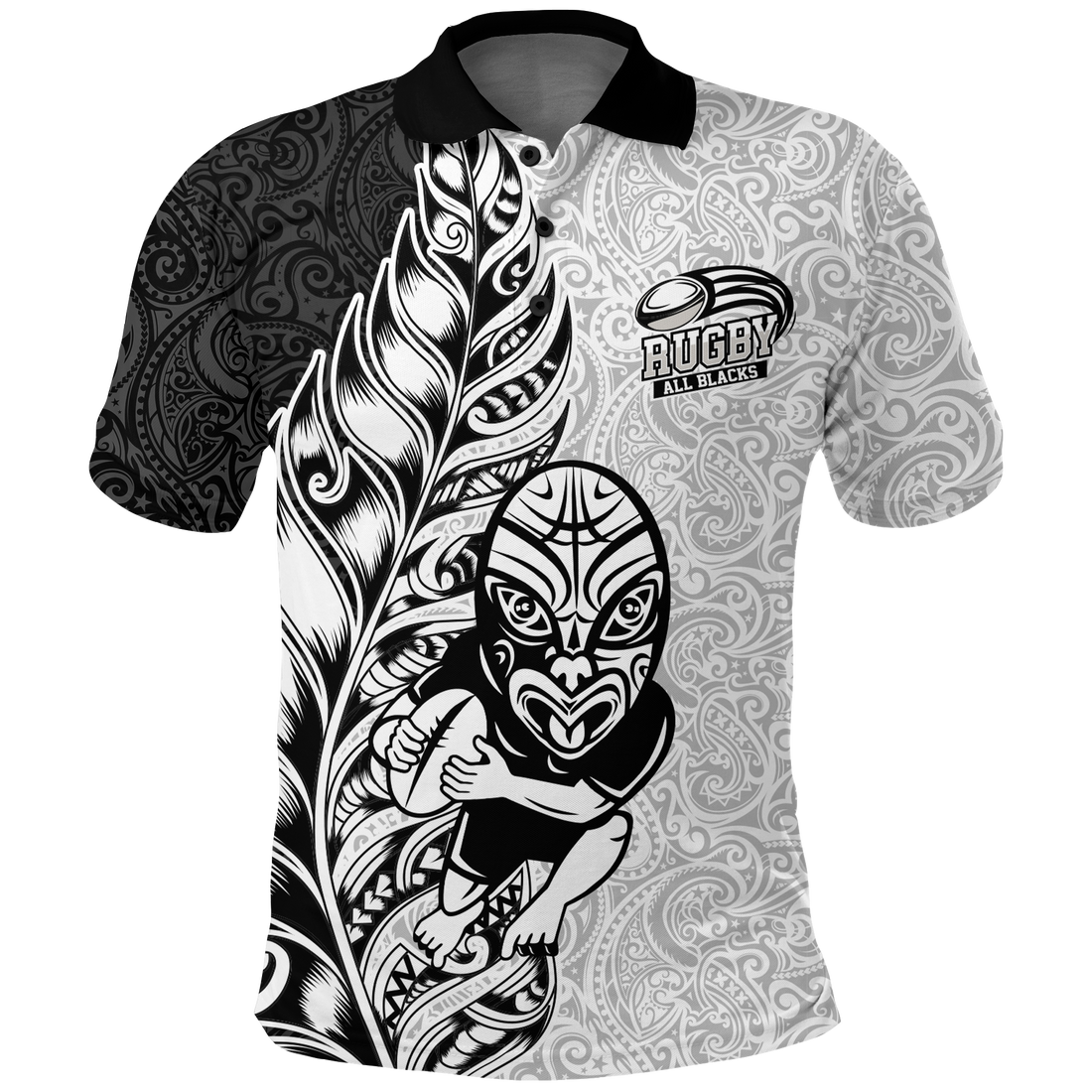 Custom New Zealand Maori All Black Rugby Polo Shirt LT2