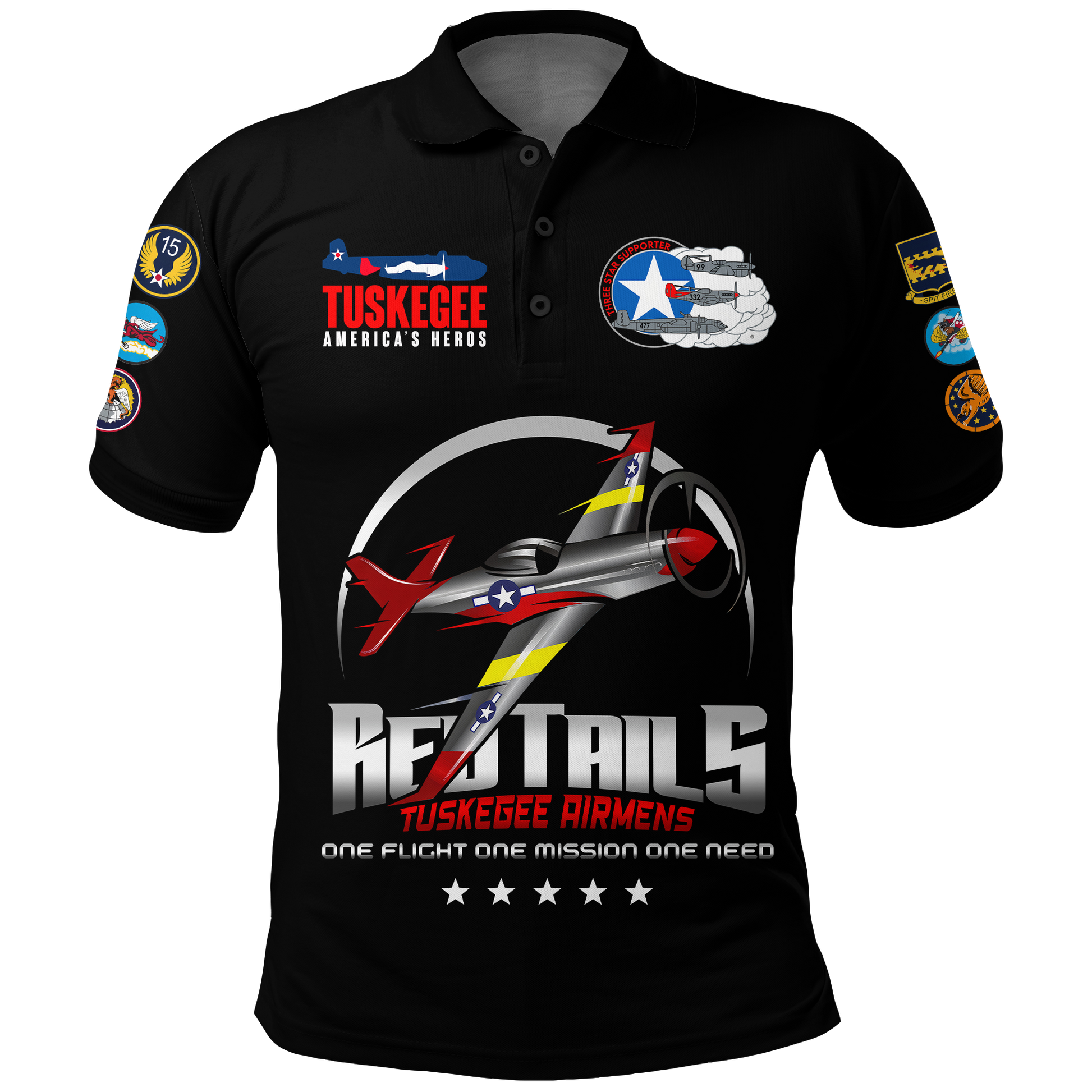 Custom Tuskegee Airmens Red Tails African American Heros Polo Shirt LT2