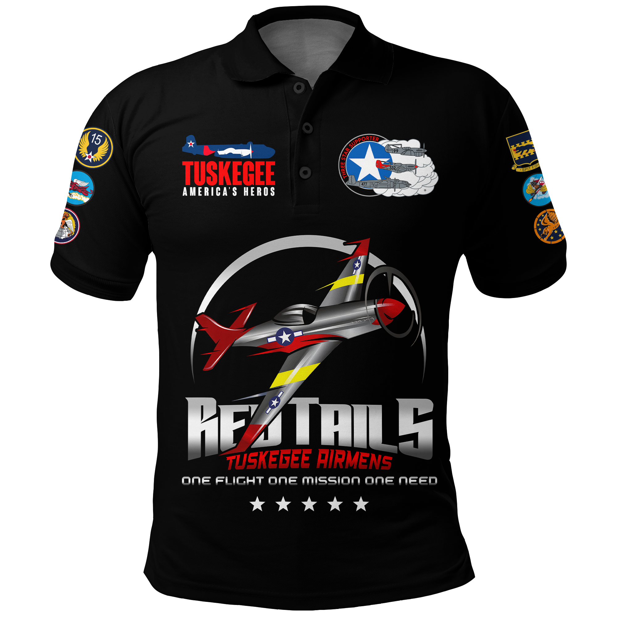 Custom Tuskegee Airmens Red Tails African American Heros Polo Shirt LT2