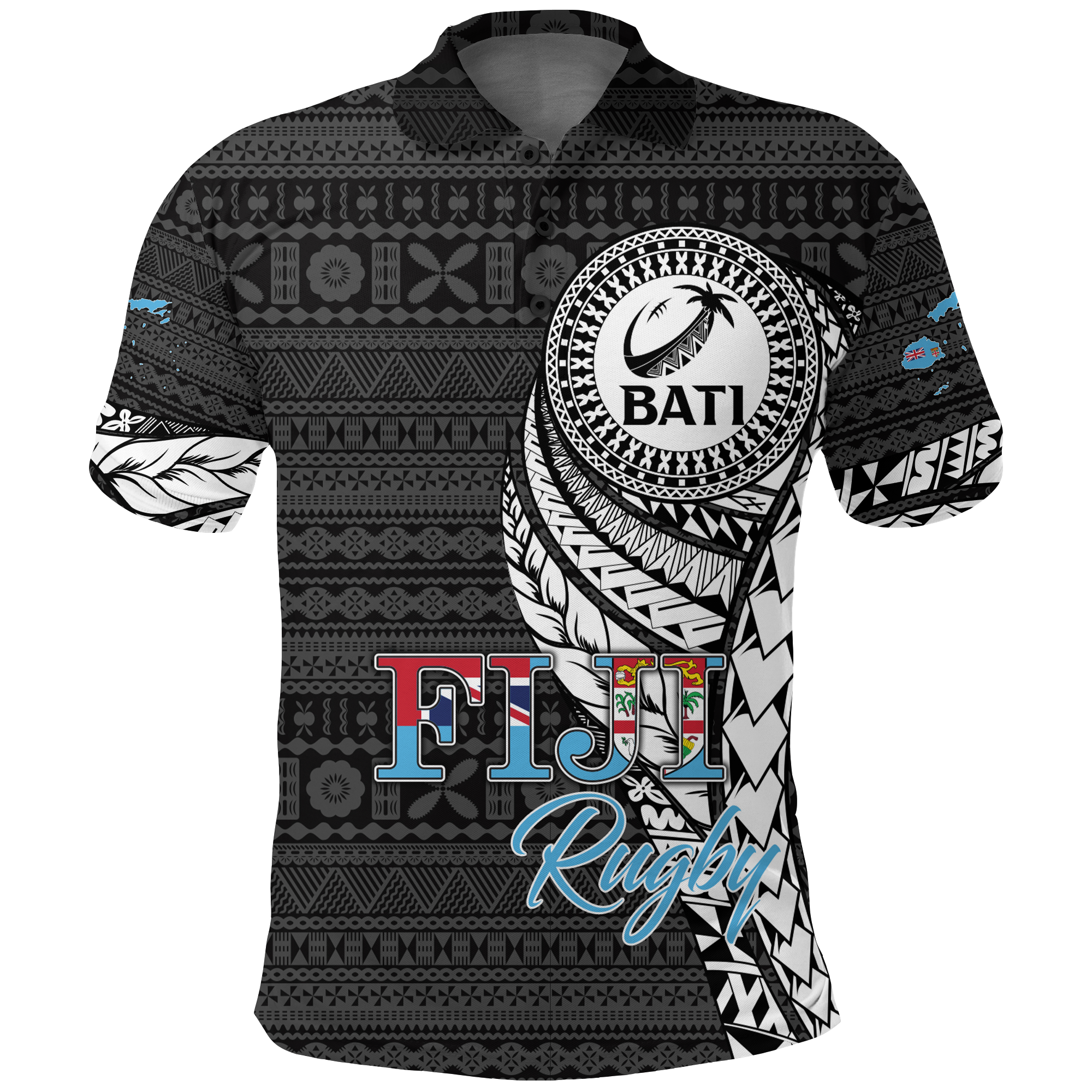 Custom Fiji Rugby Bati Tapa Pattern Polo Shirt LT2
