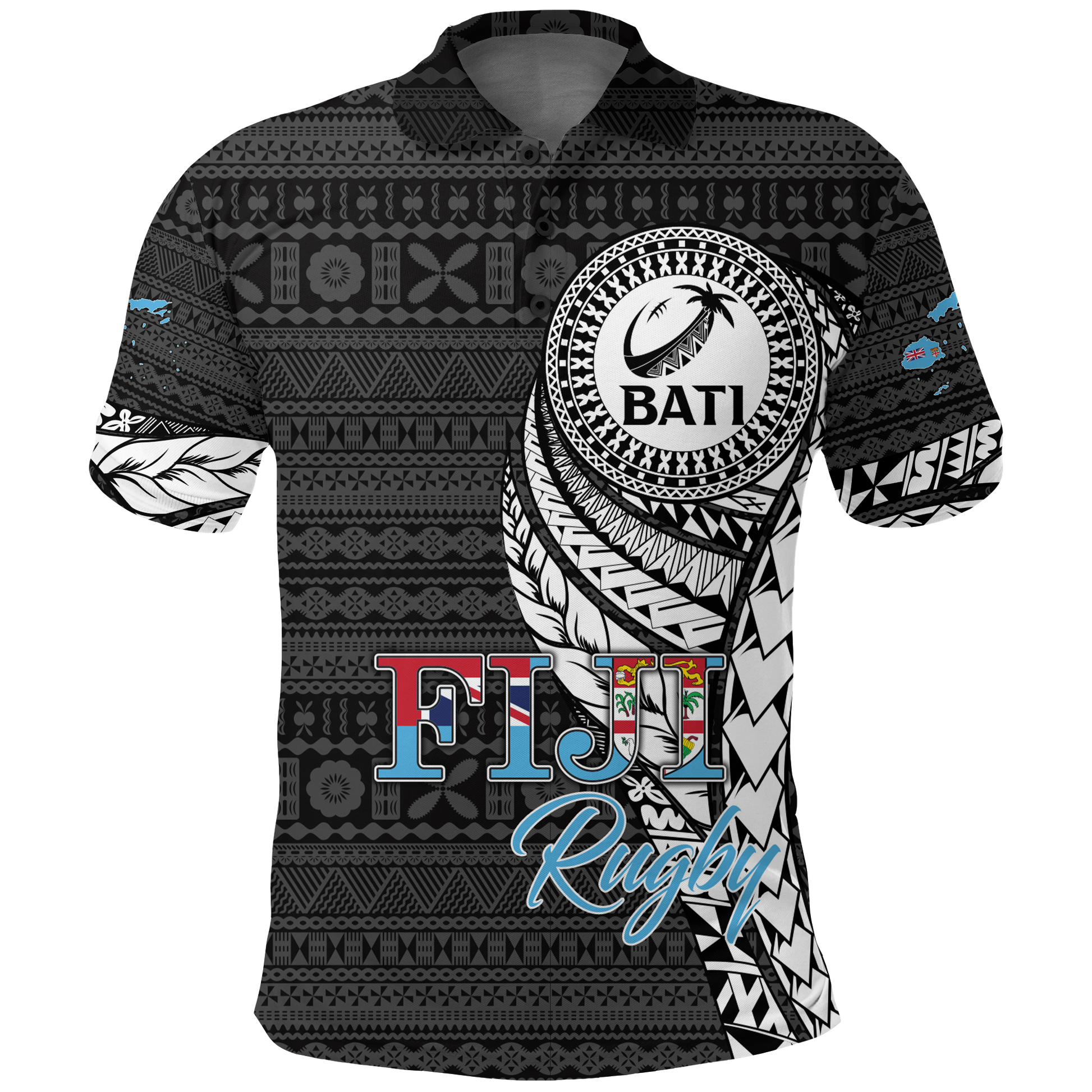 Custom Fiji Rugby Bati Tapa Pattern Polo Shirt LT2