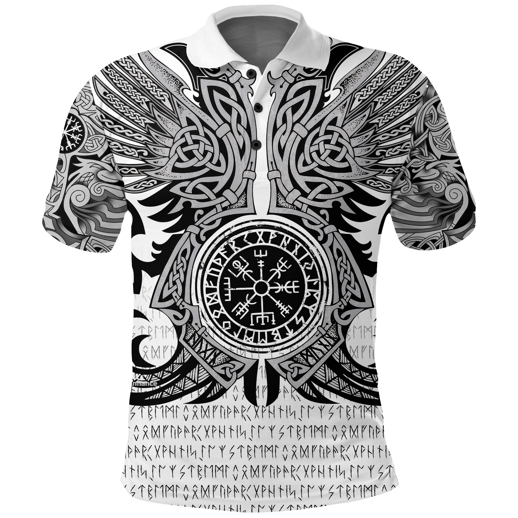 Custom Viking Polo Shirt Vegvisir Odin With Huginn And Muninn LT2