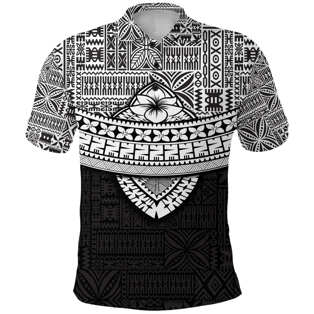 Fiji Tribal Black Polo Shirt Polynesian Chest White Style LT9
