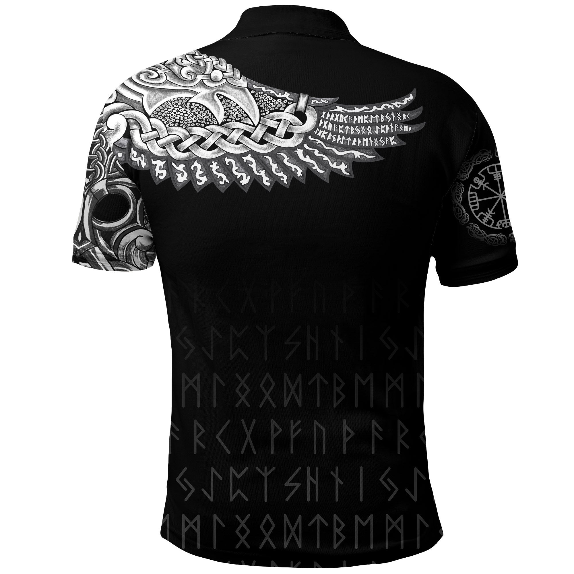 Viking Polo Shirt The Raven Of Odin Tattoo Style RLT12