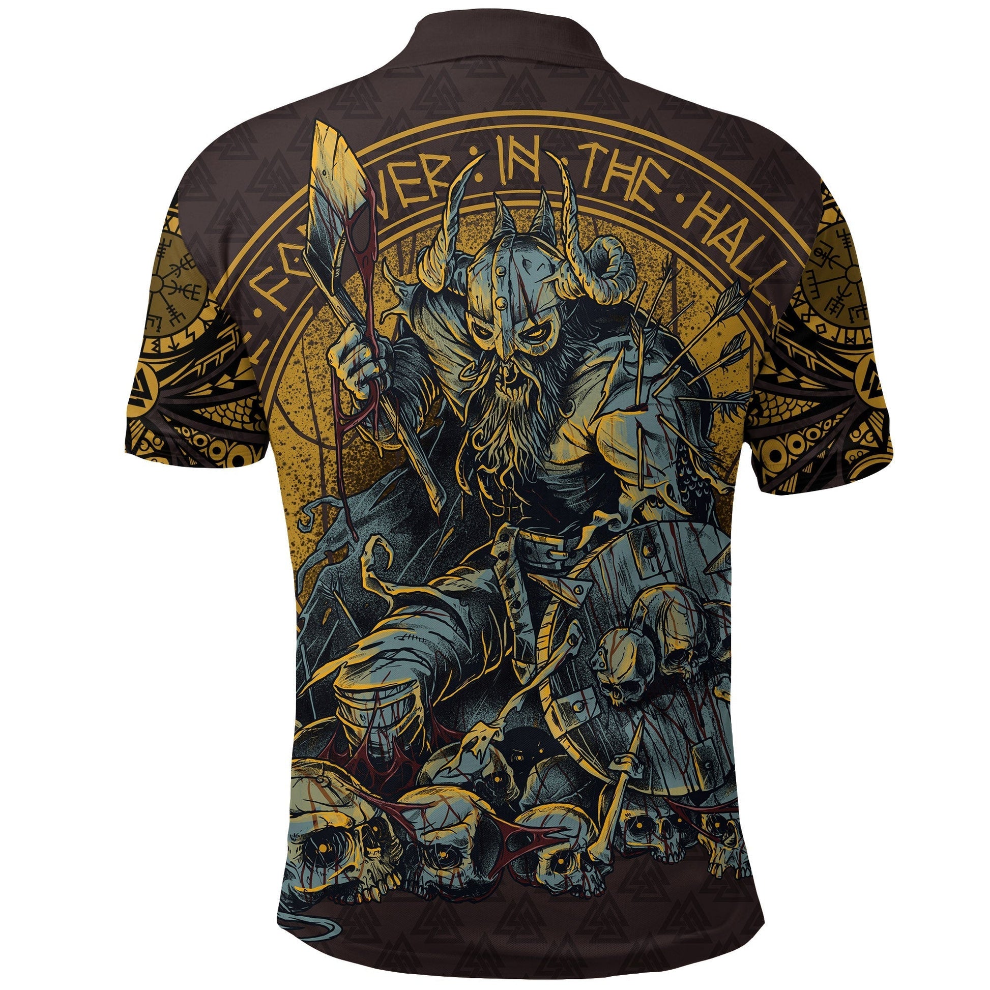 Viking Polo Shirt Warrior Viking Shield Skull RLT12