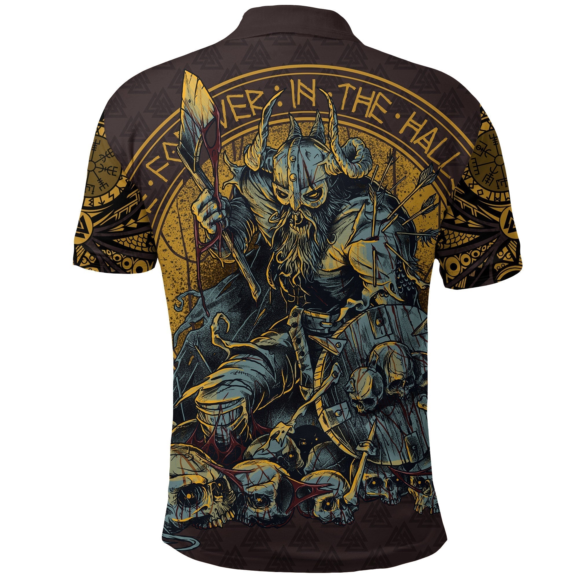 Viking Polo Shirt Warrior Viking Shield Skull RLT12