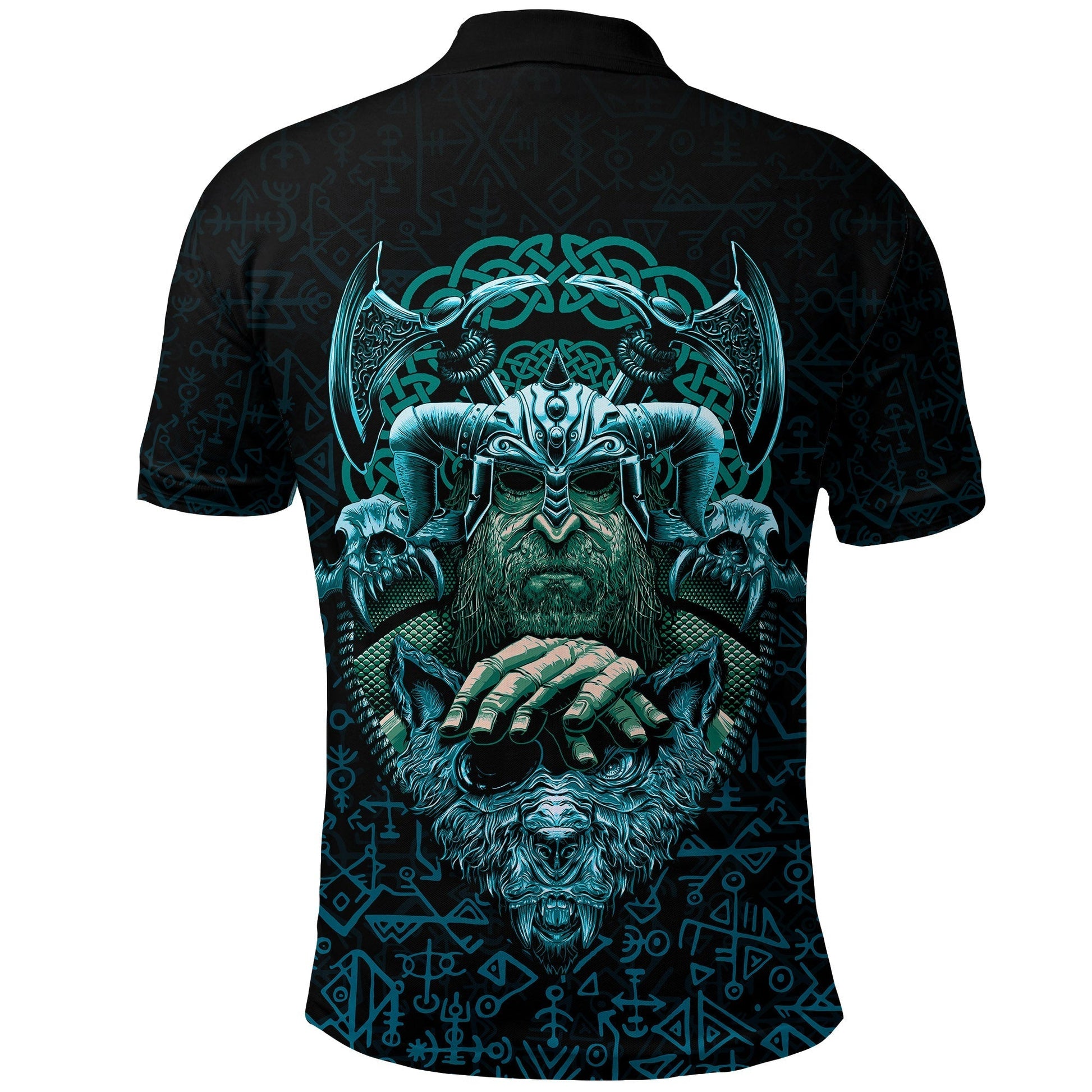 Viking Polo Shirt Odin With Fenrir RLT12