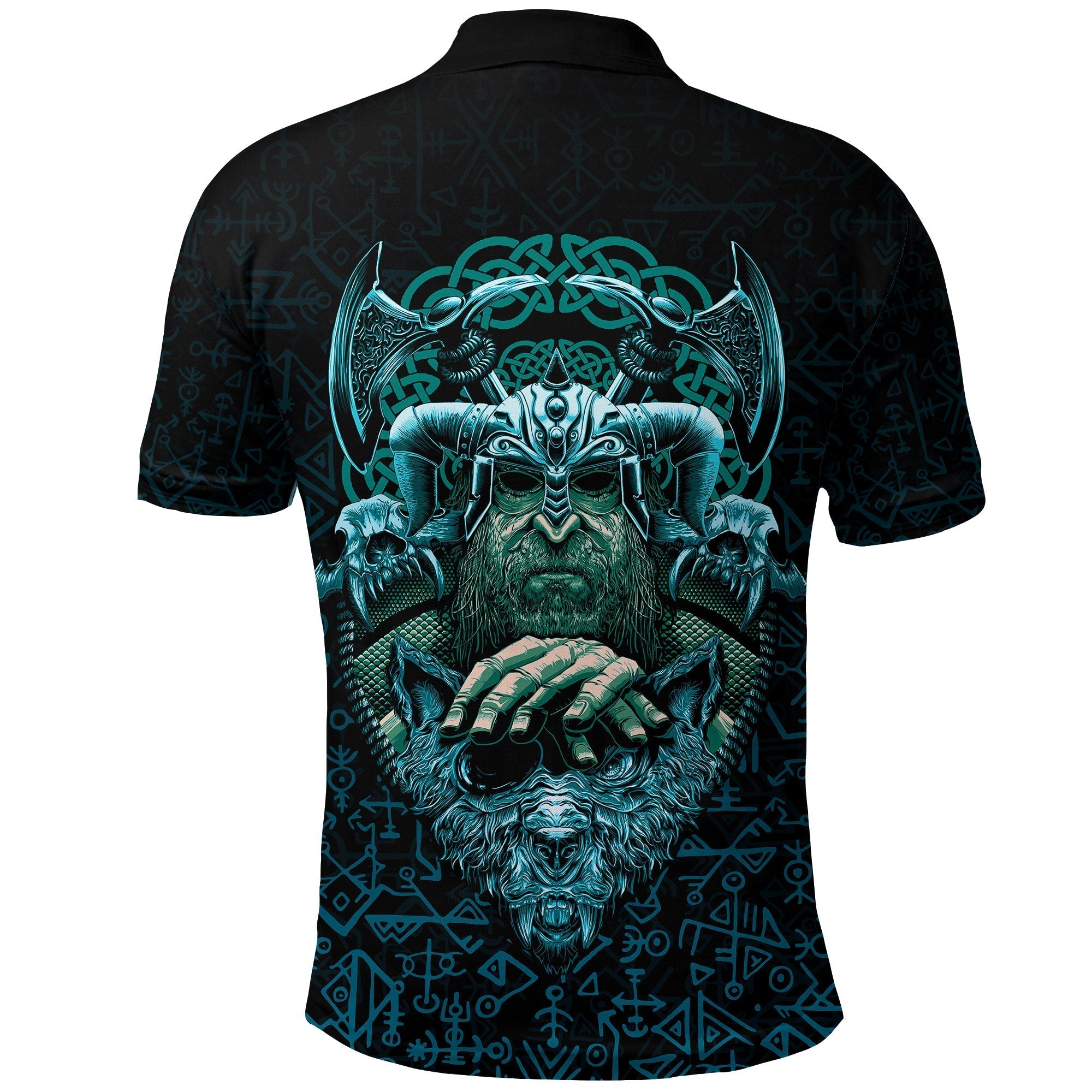Viking Polo Shirt Odin With Fenrir RLT12