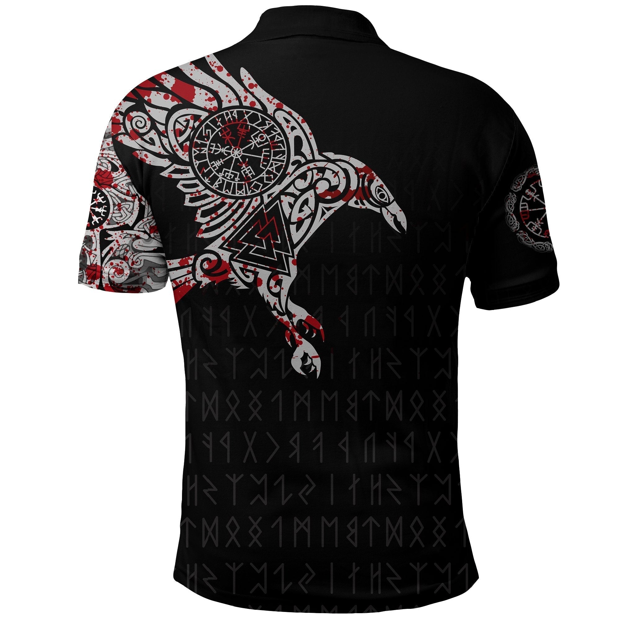 Viking Raven Tatoo Blood Polo Shirt RLT12
