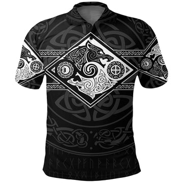 Vikings Polo Shirt The Wolves, Skoll and Hati RLT12