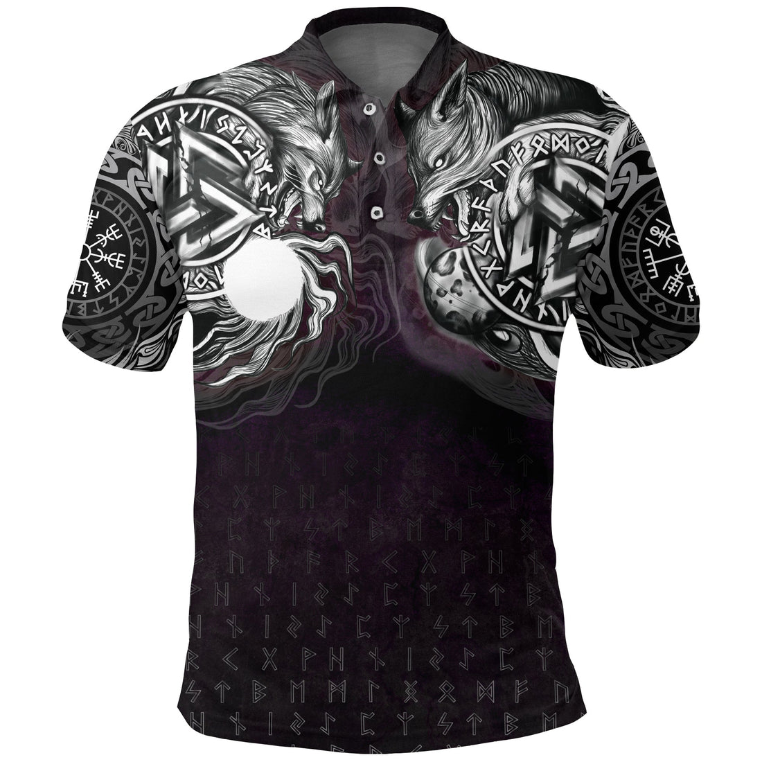 Viking Polo Shirt Hati and Skoll Valknut RLT12