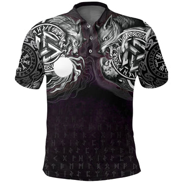 Viking Polo Shirt Hati and Skoll Valknut RLT12