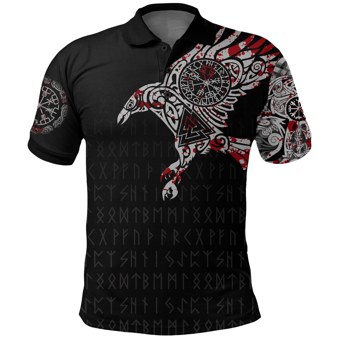 Viking Raven Tatoo Blood Polo Shirt RLT12