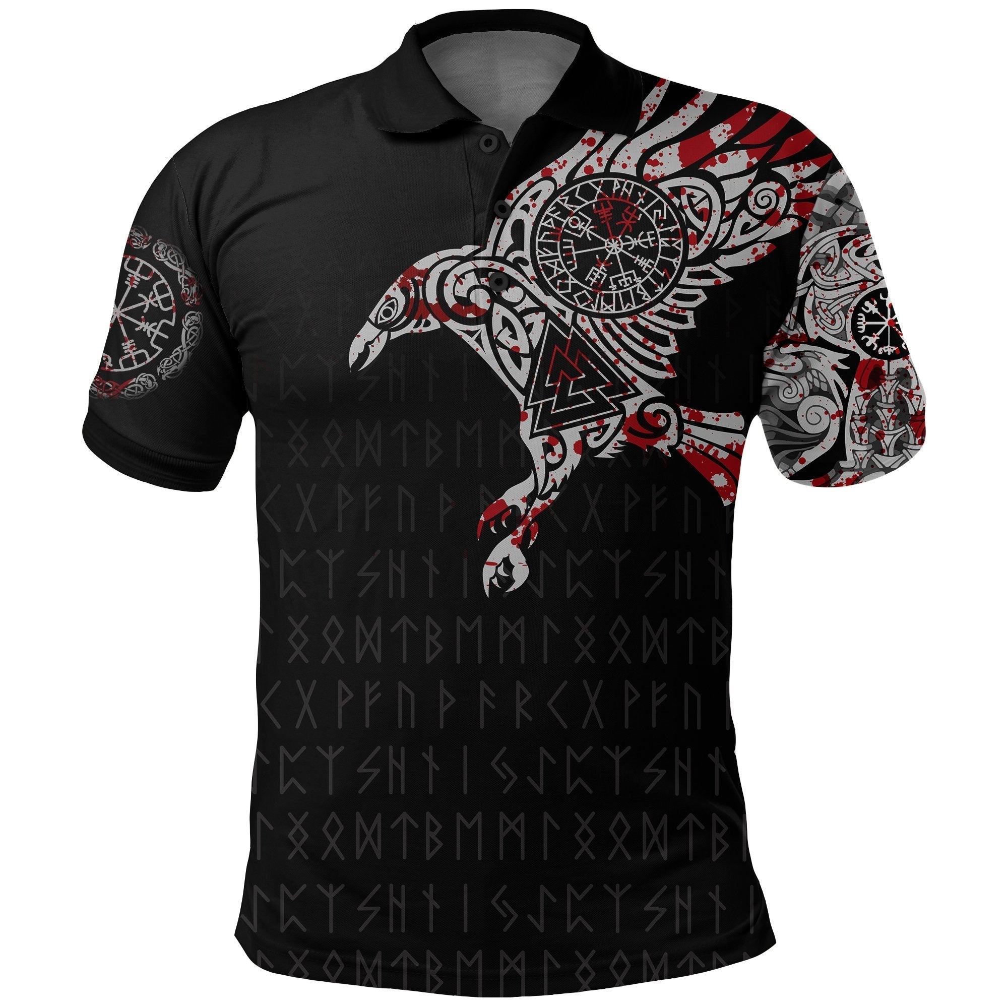 Viking Raven Tatoo Blood Polo Shirt RLT12