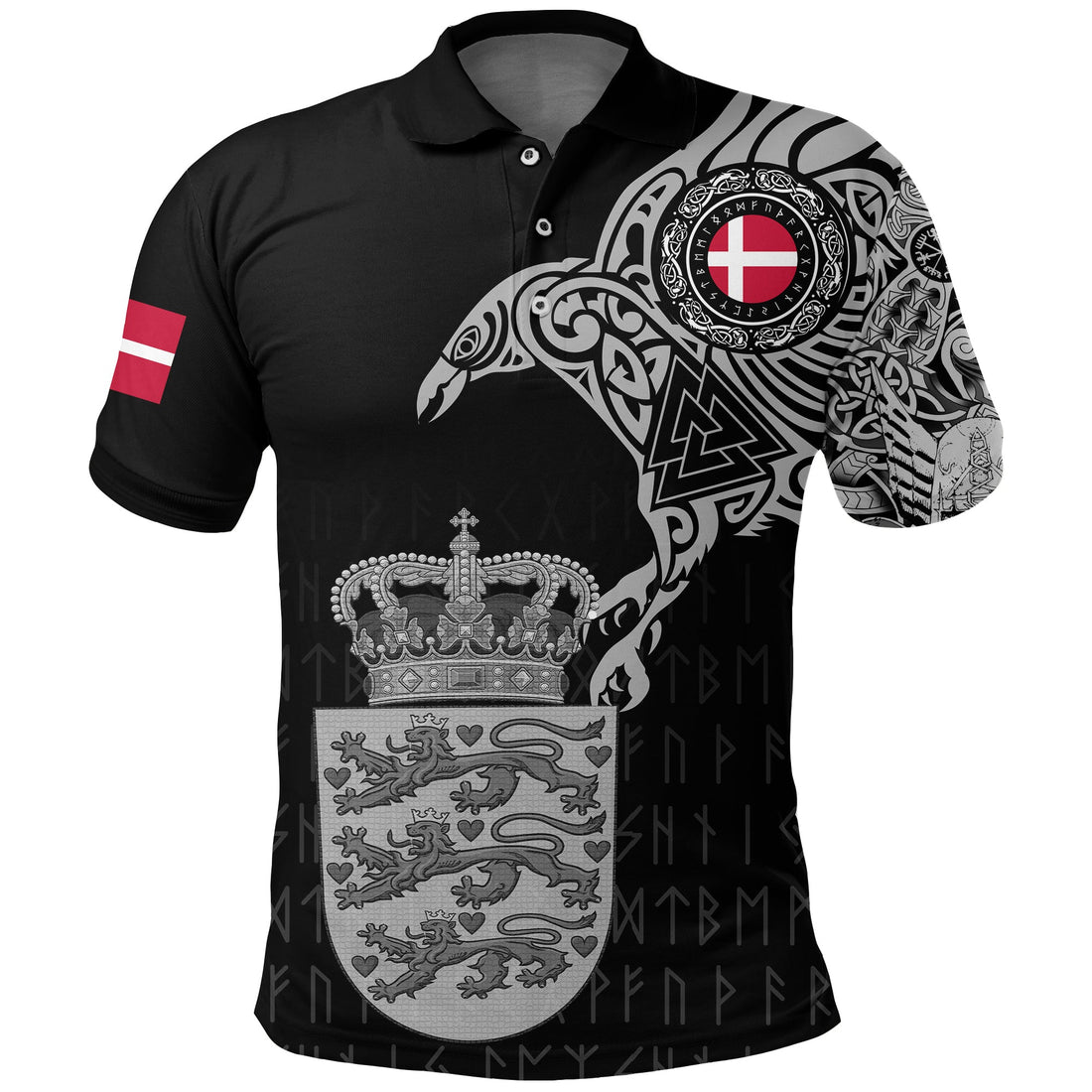 Viking Polo Shirt Danish and Raven Of Odin RLT12