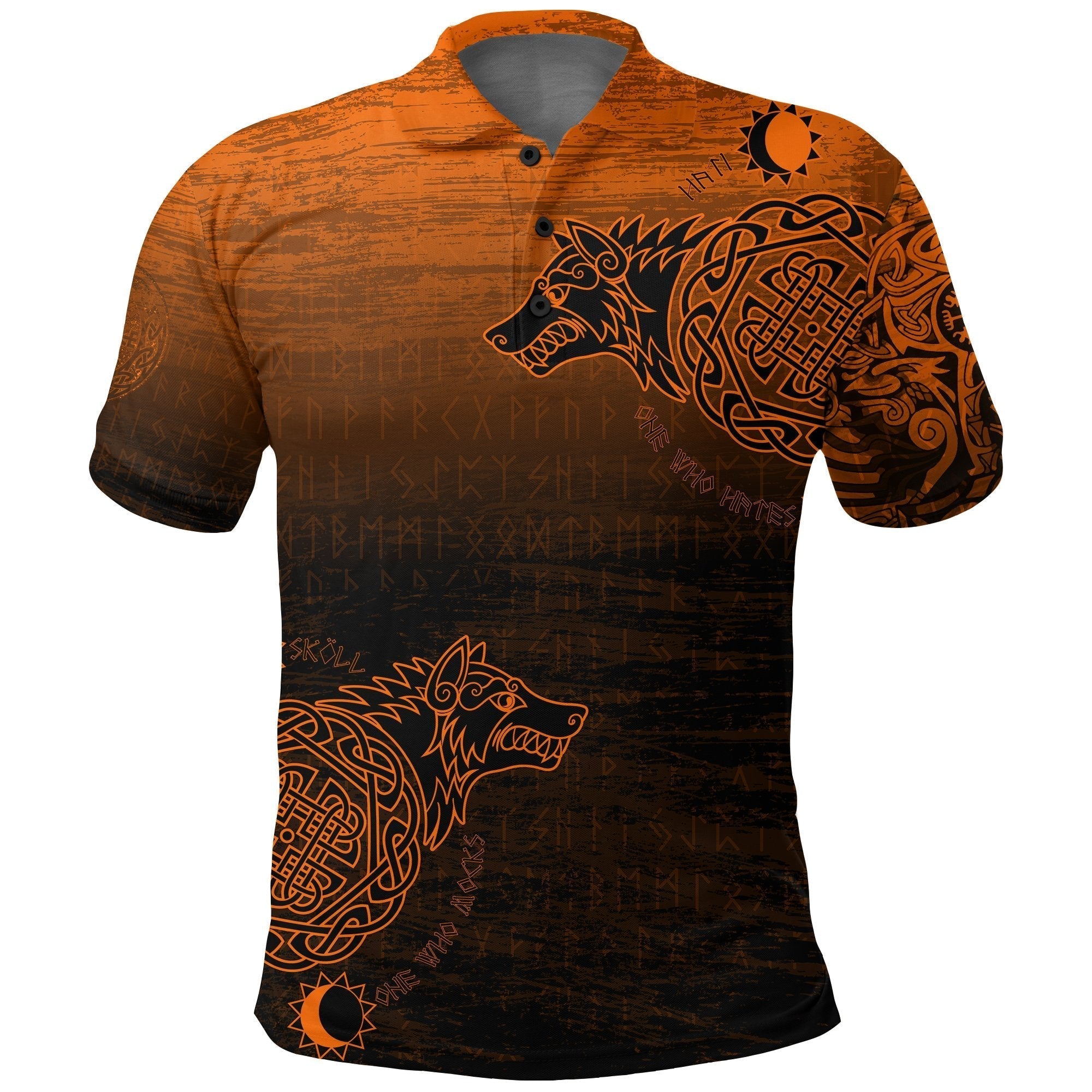 Viking Polo Shirt, Skoll and Hati Orange RLT12