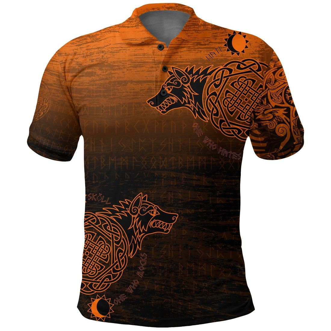 Viking Polo Shirt, Skoll and Hati Orange RLT12