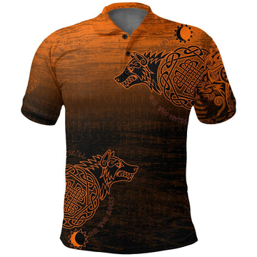 Viking Polo Shirt, Skoll and Hati Orange RLT12