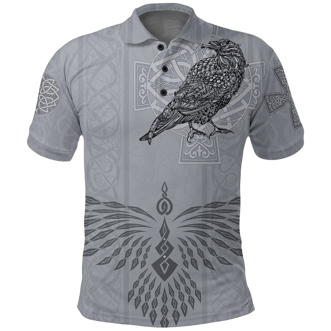 Viking Polo Shirt Odins Celtic Raven Scandinavian Tattoo RLT12