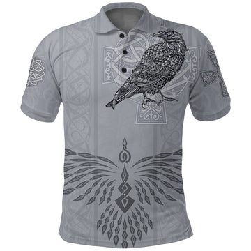 Viking Polo Shirt Odins Celtic Raven Scandinavian Tattoo RLT12