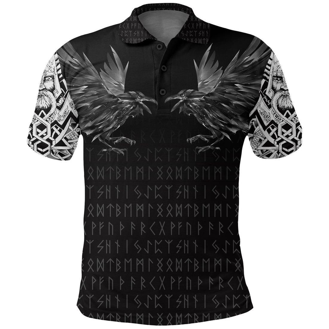 Viking Polo Shirt Odin Huginn and Muninn Rune RLT12