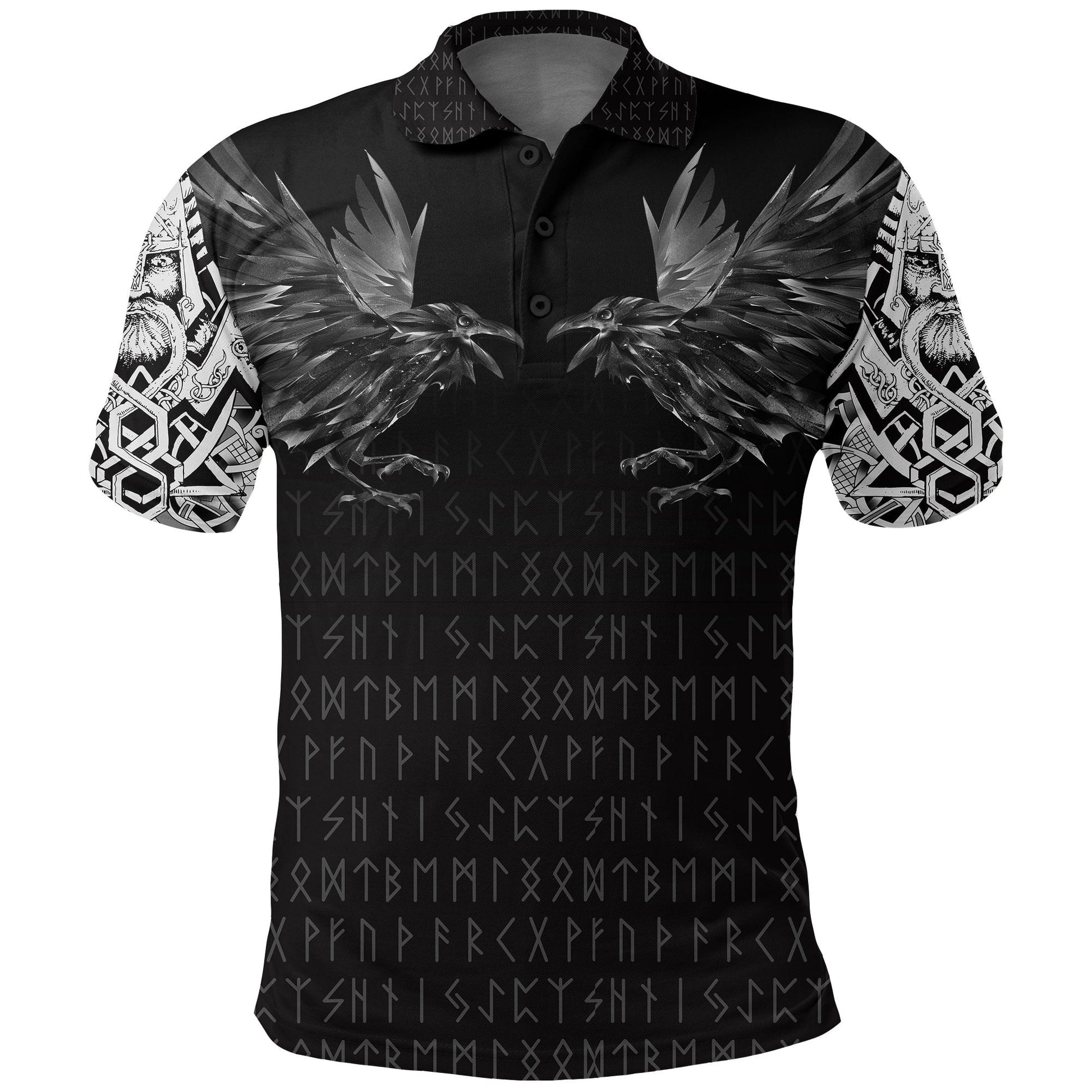 Viking Polo Shirt Odin Huginn and Muninn Rune RLT12