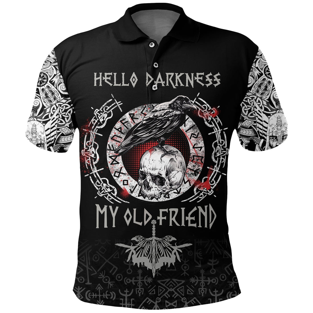 Viking Polo Shirt Raven and Skull RLT12