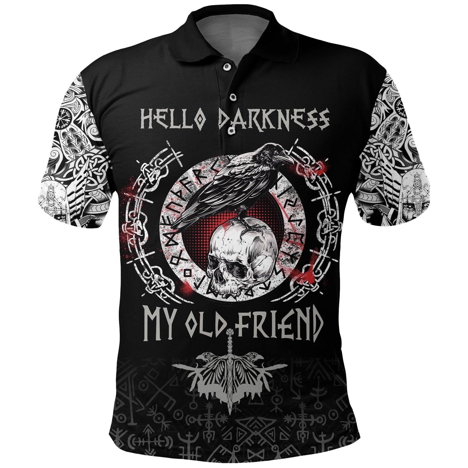 Viking Polo Shirt Raven and Skull RLT12