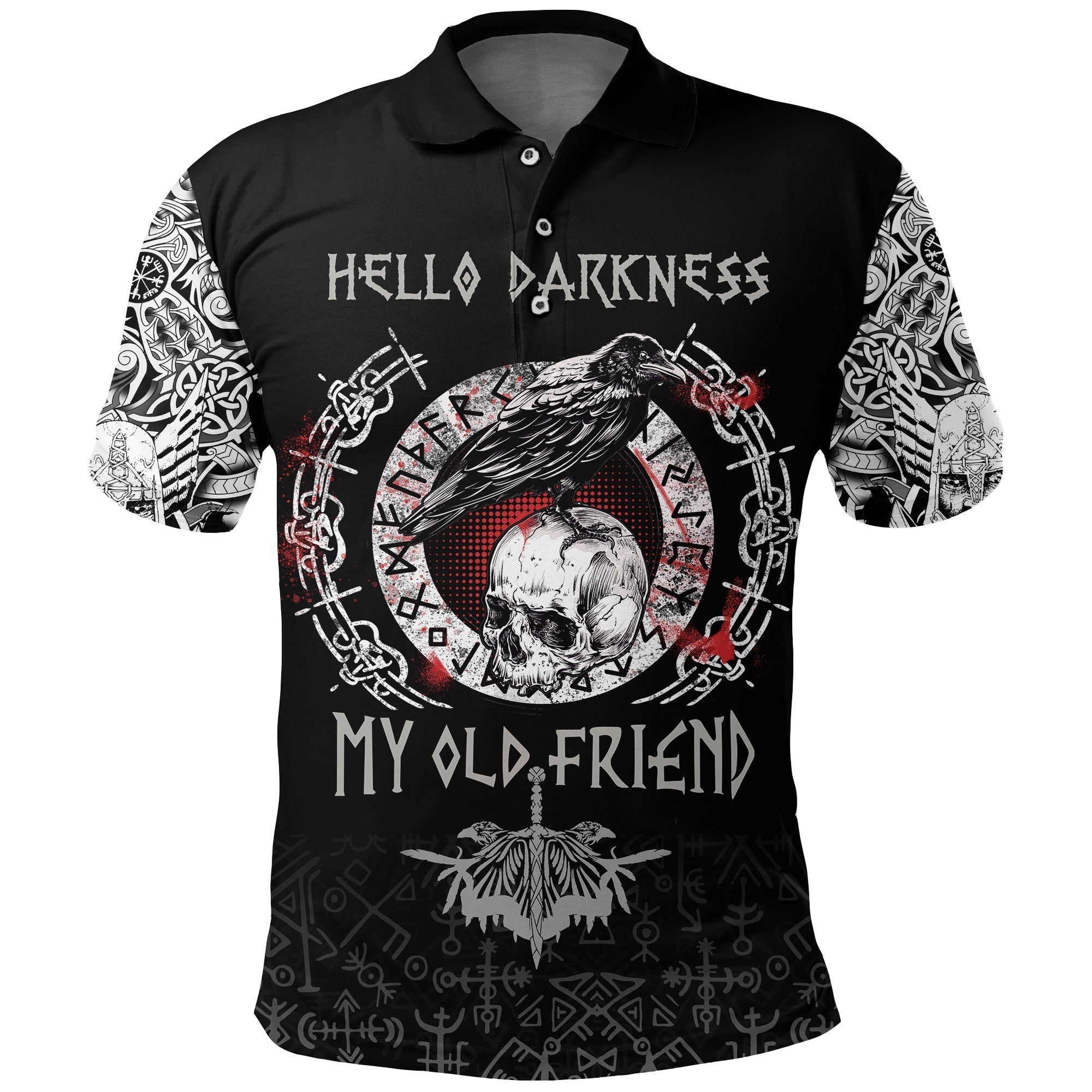 Viking Polo Shirt Raven and Skull RLT12