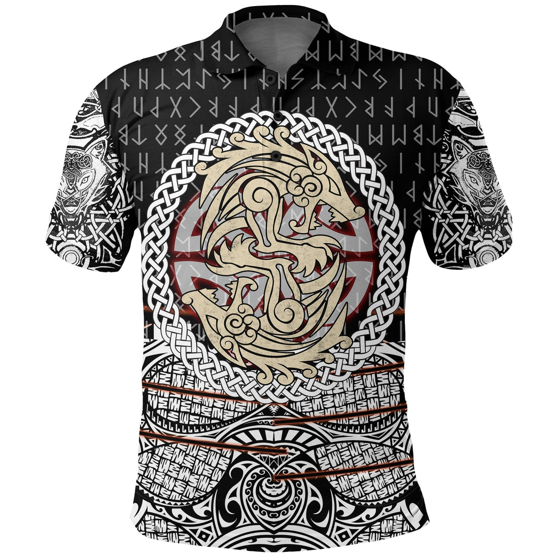Viking Polo Shirt Fenrir Vikings Tattoo 3D RLT12