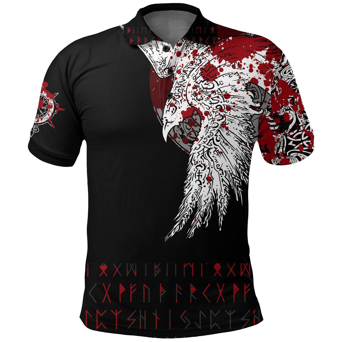 Viking Polo Shirt Mystical Raven Tattoo Style Blood RLT12