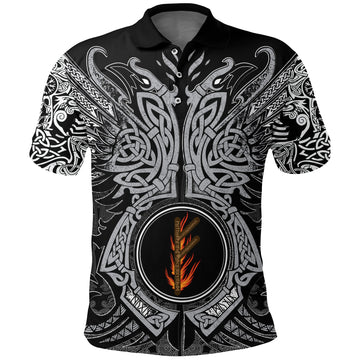 Viking Polo Shirt Fehu Rune, Raven Tattoo RLT12