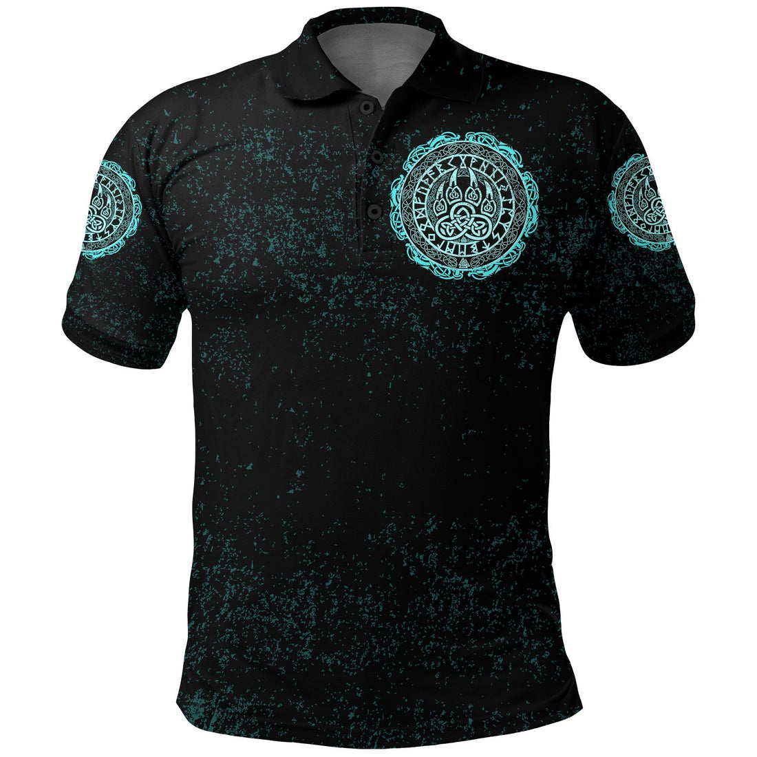 Viking Polo Shirt Viking Bear Claws Cyan Tattoo RLT12
