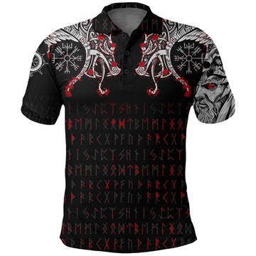 Viking Polo Shirt Double Dragon Tattoo and Vegvisir Blood RLT12