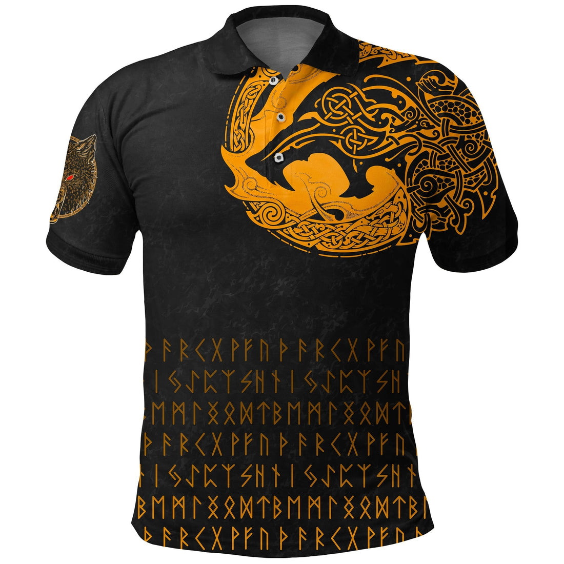 Viking Polo Shirt Fenrir Wolf Orange RLT12