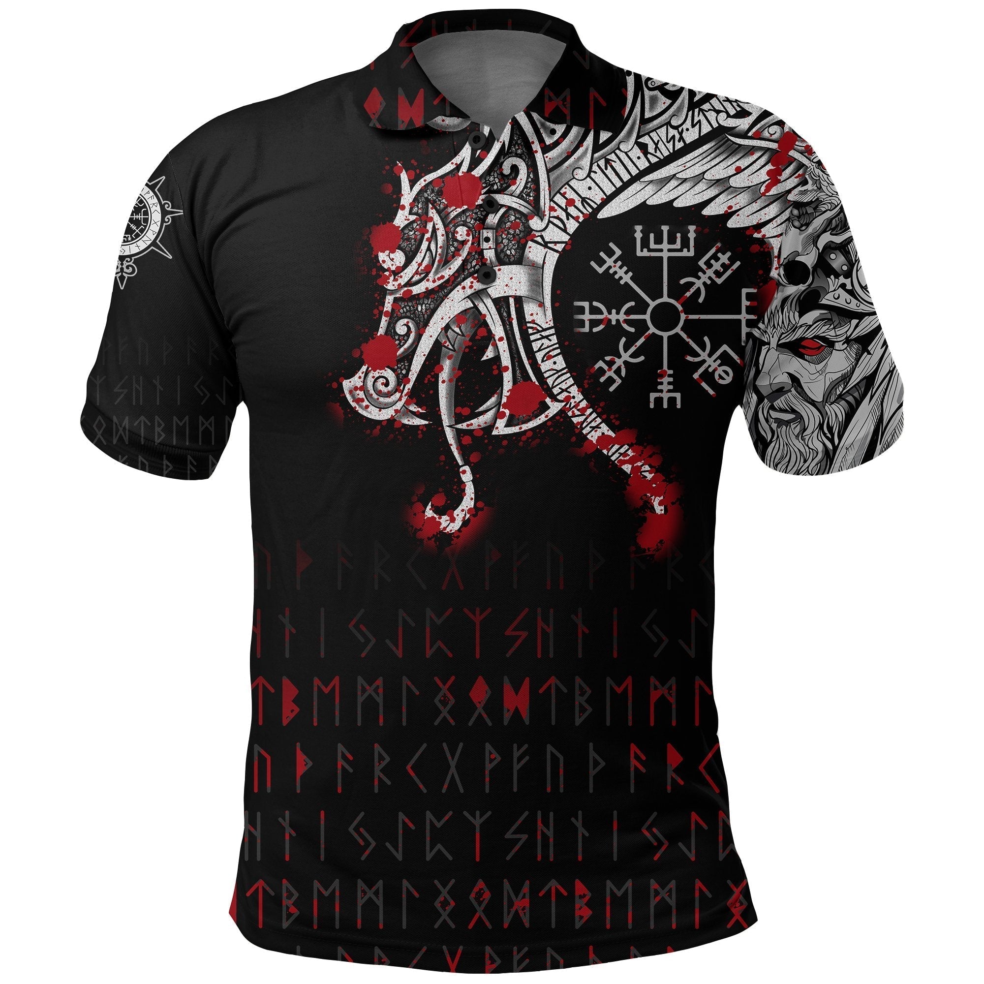 Viking Polo Shirt, Dragon and Vegvisir Blood Tattoo RLT12