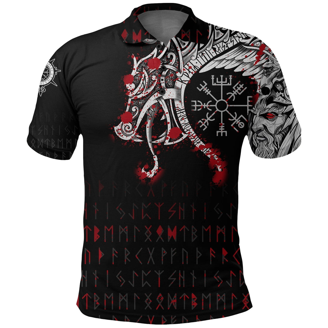Viking Polo Shirt, Dragon and Vegvisir Blood Tattoo RLT12