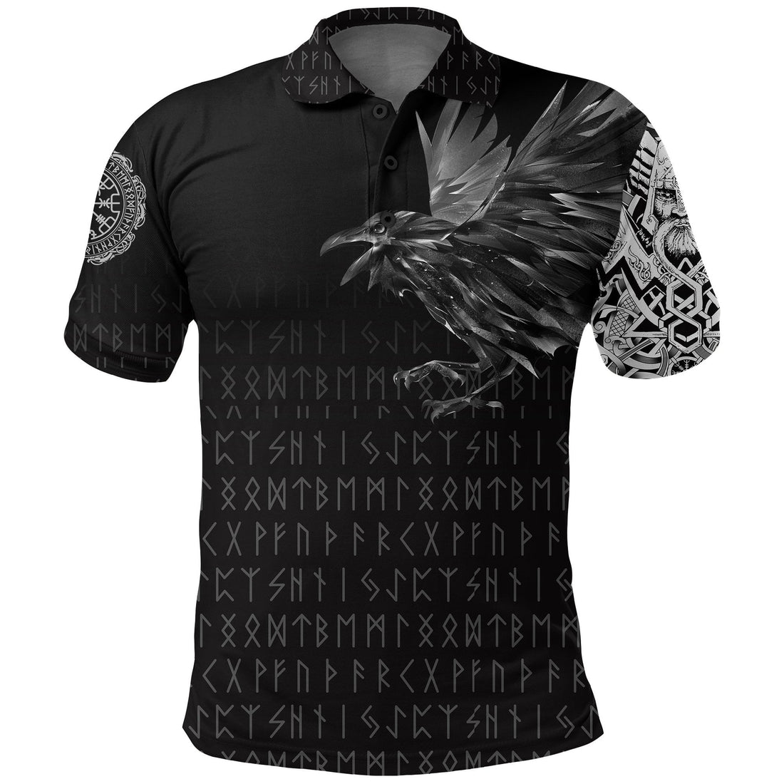 Viking Polo Shirt The Raven Of Odin Rune RLT12